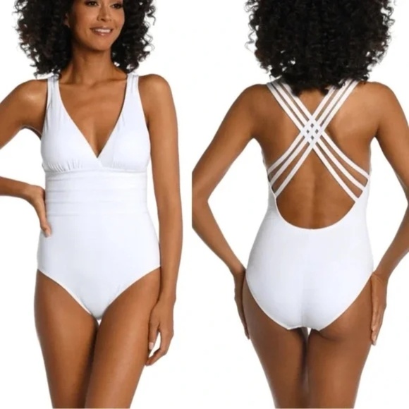 La Blanca White Island Goddess Tummy Control One Piece Swimsuit Size 4 - Picture 1 of 6